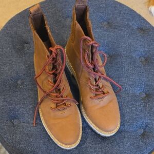 Toms Brown Boots with Red Laces